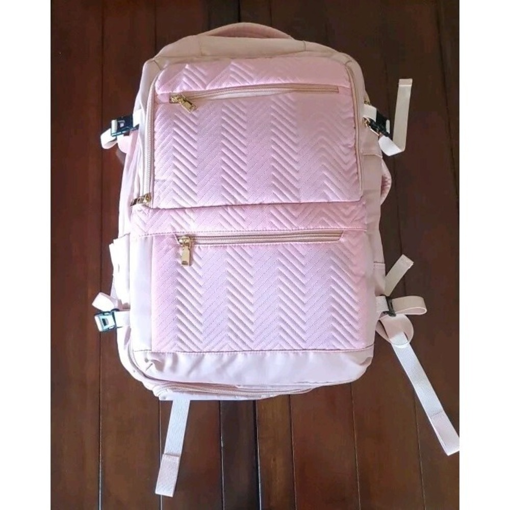 Large capacity travel 18" Expandable backpack, Carry On Bag, pink - Picture 3 of 8